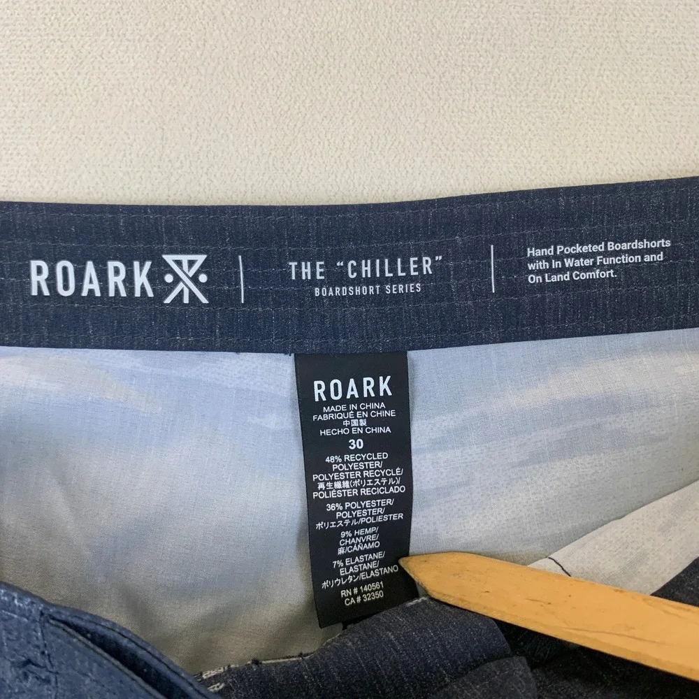 Roark The Chiller Boardshorts‎ Mens 30 Blue Tribal Geometric 17 Outseam Hemp NWT